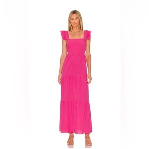 SNDYS Peaches Linen Dress in Hot Pink
